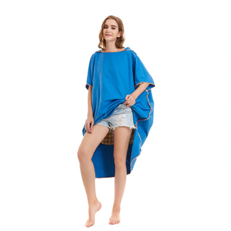 Quick Dry Poncho Microfiber Robe Surf Beach Poncho Hooded Towel