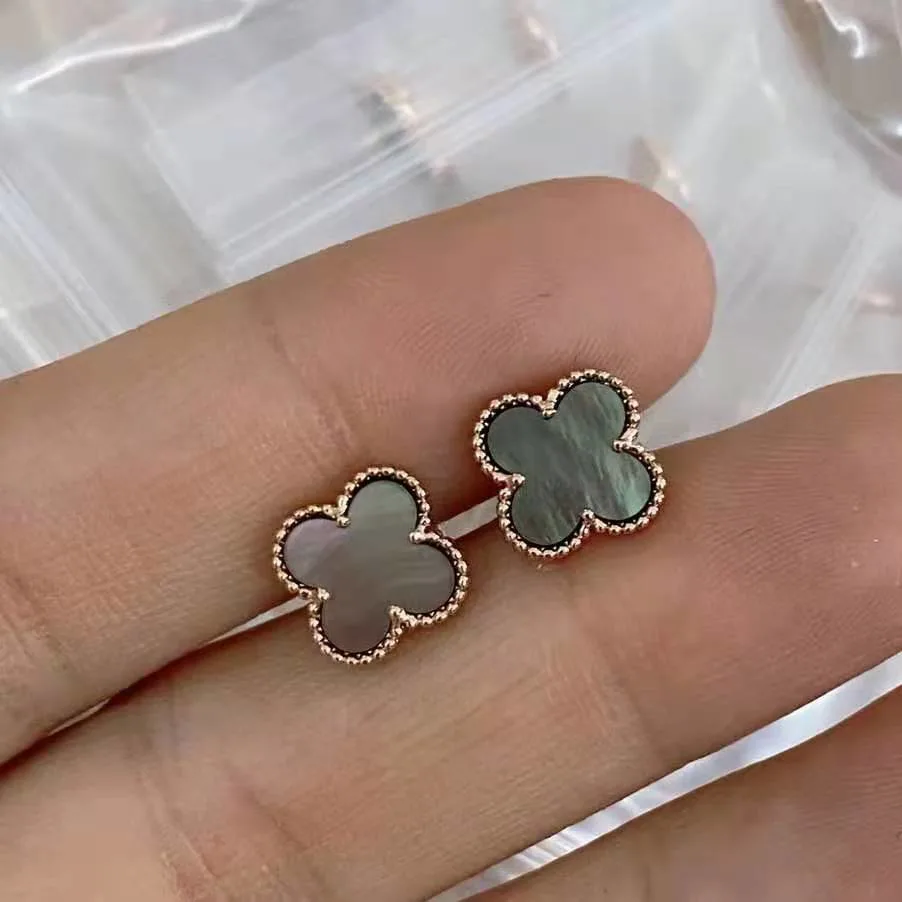 Brand Clover Earrings Van Cleef&Prles Four Leaf Clover Earring Original Alharmbras Stud Clip Fashion Jewelry Designer Copy Authentic Women Jewelry Love Gifts