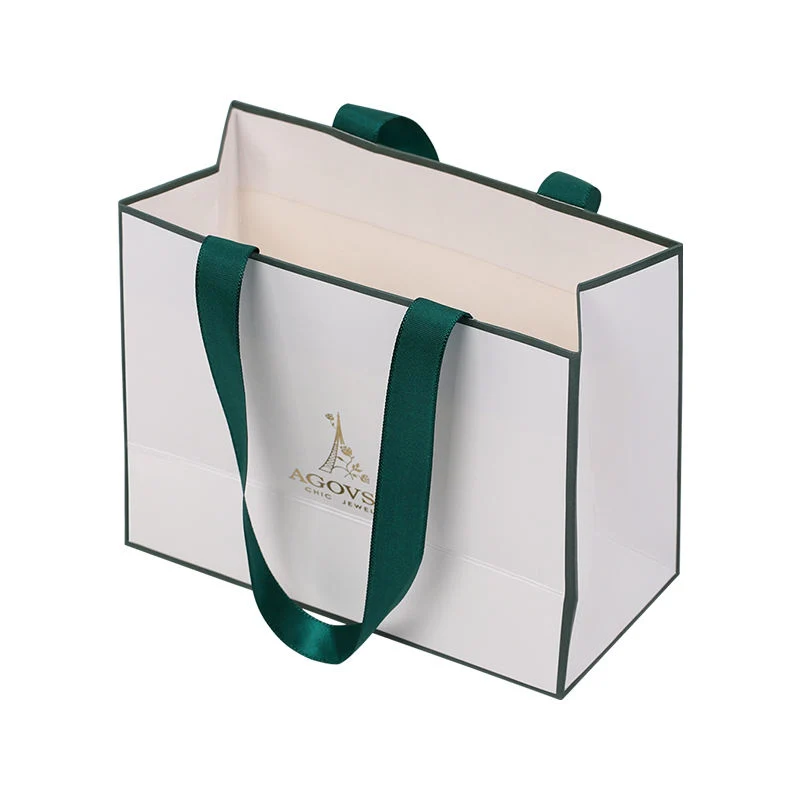 Paper Packing Green Paper Kraft Bags Shopping Bags Free Design Custom Craft Packaging Bags Max with Ribbon