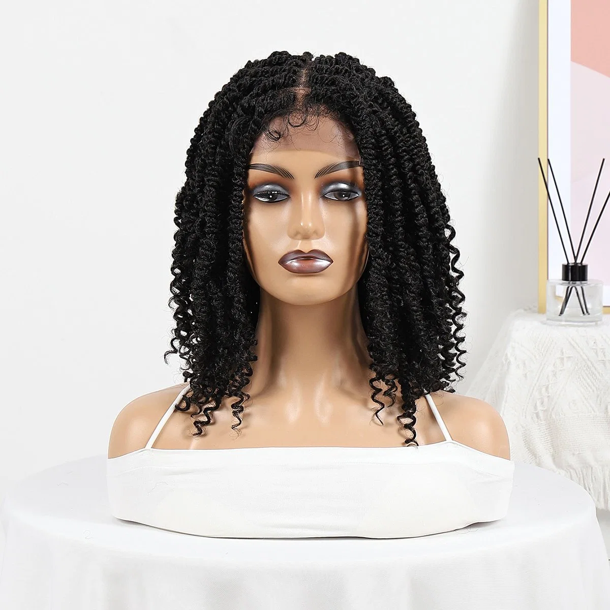 High Quality French Curl Braiding Hair Wigs Glueless HD Lace Front Wigs for Black Women Braided Wig Bulk Wholesale