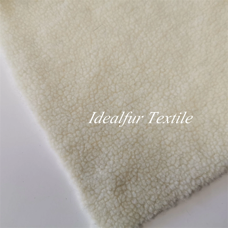 Raw White Sherpa Polyester Fake Sheep Fur Fabric