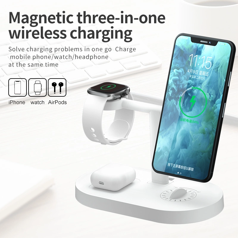 2021 Auricular de best-seller de Amazon Watch Phone 3 en 1 USB Stand de la estación de base de carga cargador inalámbrico de viaje