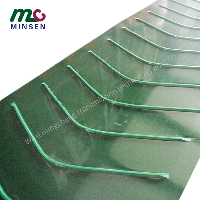 PVC 7mm Chevron Pattern Food Grade Climbing Conveyor Belt for Grain and Flour