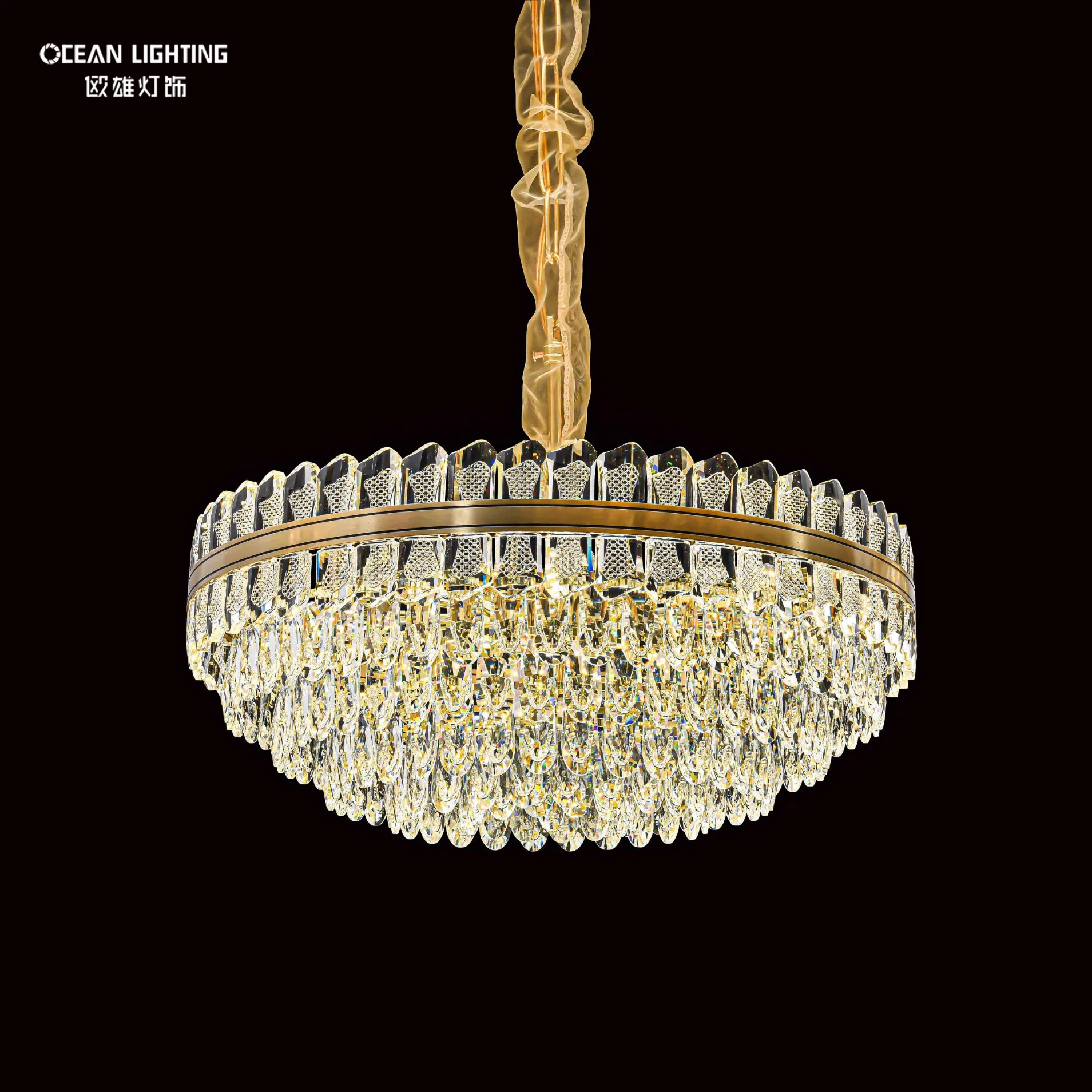 Iluminación del océano Contemporáneo Matal Oro Iluminación decoración LED cristal Chandelier Colgante