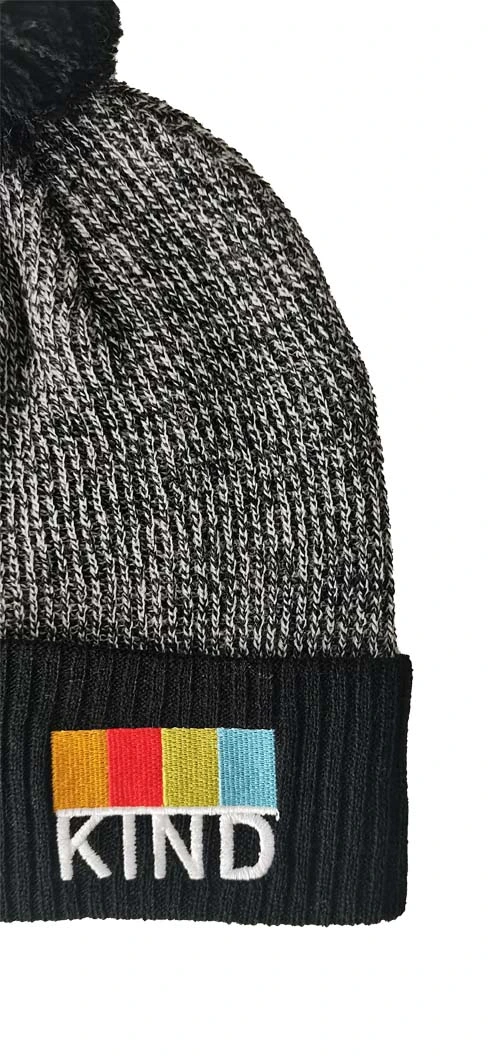 Kid Quality New-Arrival Melange Customized Embroidery Pompom Knitted Beanie Hat