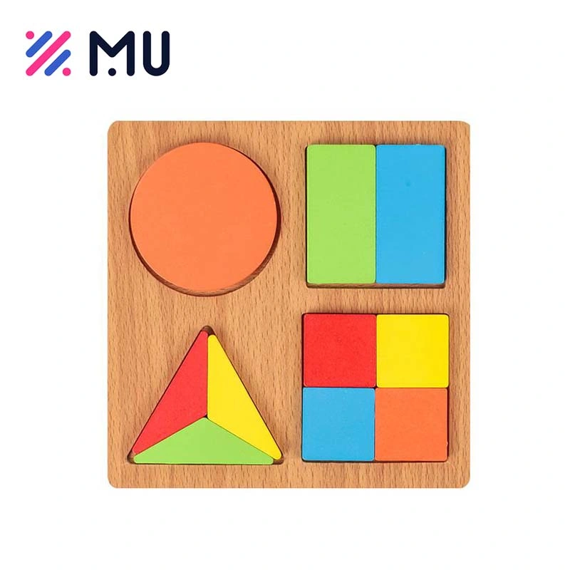Geometric Shapes Montessori Educational Toy 3D Jigsaw Wooden Puzzle for Kids