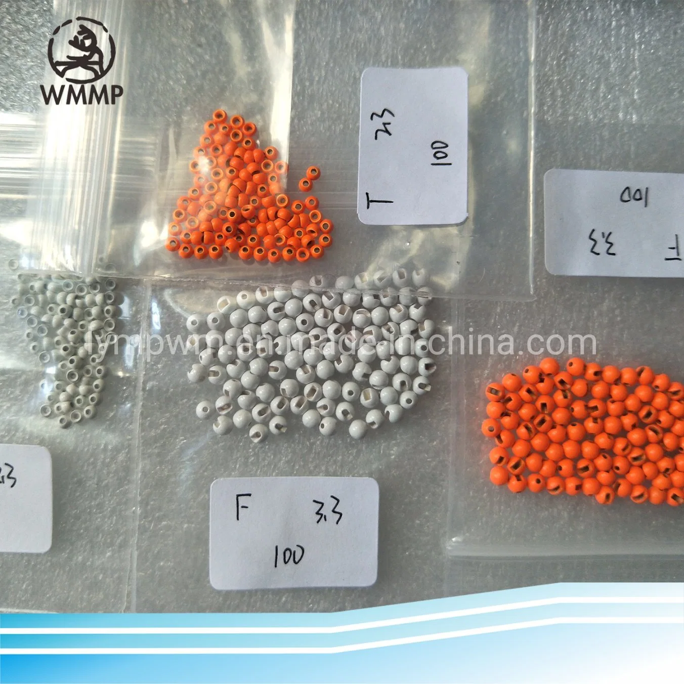 Fluorescent/Painted Orange and White Tungsten Slotted Beads 2.3mm, 2.8mm. 3.3mm&3.8mm