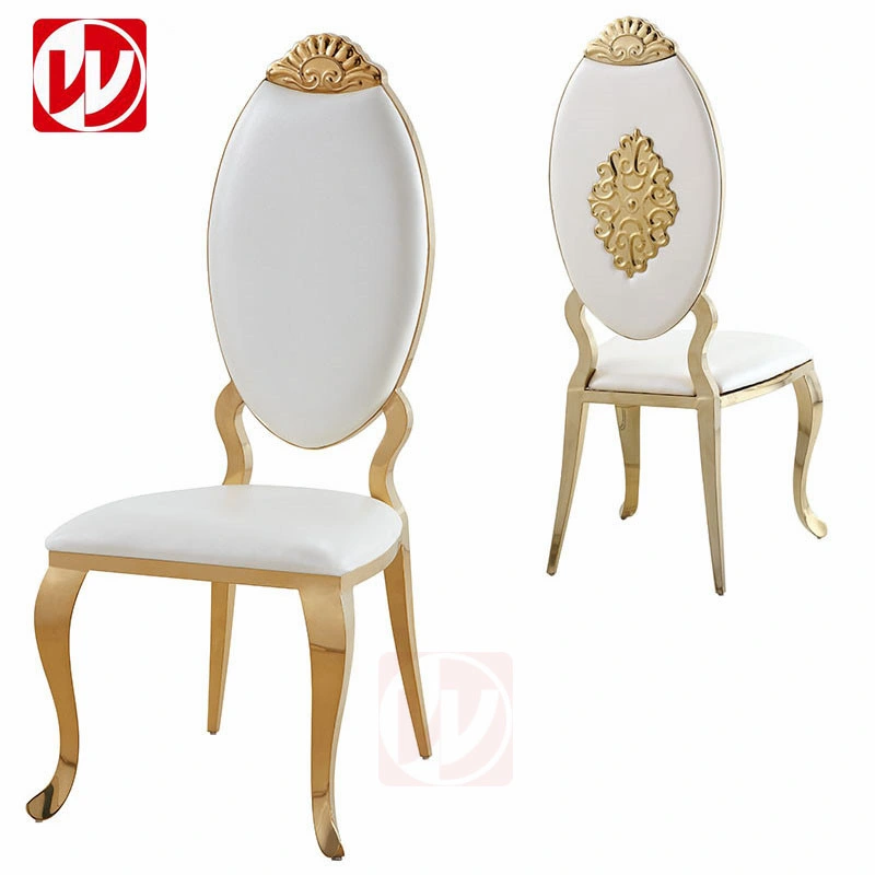 Estilo italiano moderno Home Jantar mobiliário único Calabash Chair volta Gold Dining cadeiras de aço inoxidável