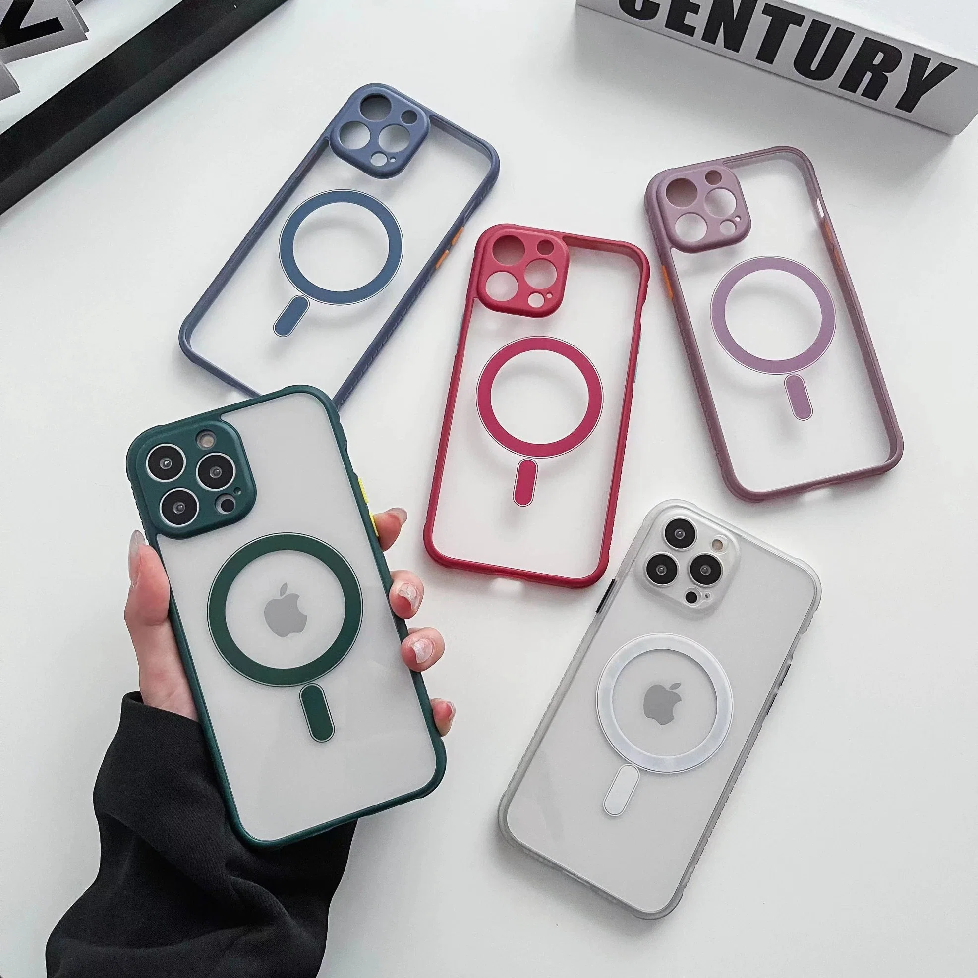 Magnetic Silicone + Acrylic Transparent Mobile Phone Case
