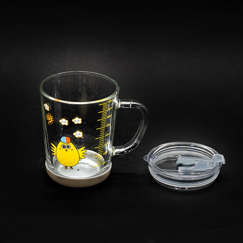 350ml Coffee Mugs Children Milk Straw Glass with Handle