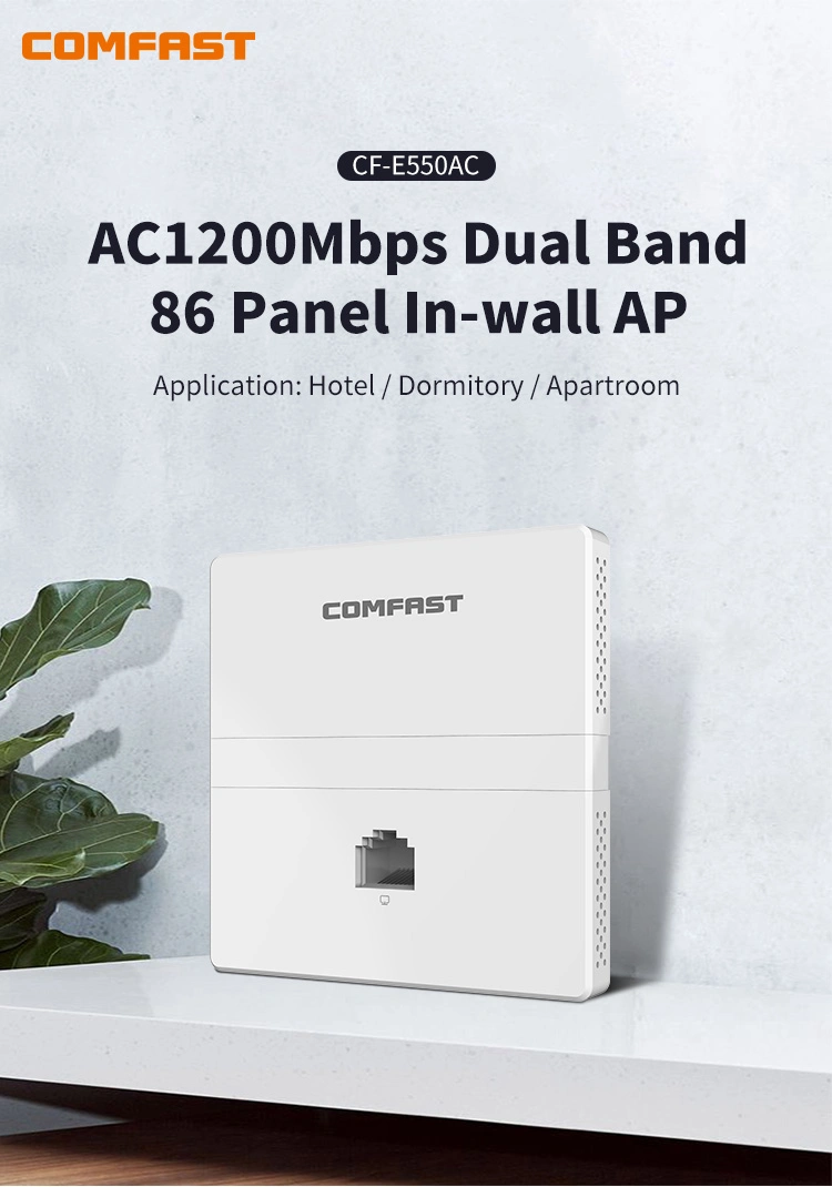 Inwall Ap Wireless Access Point WiFi Router Comfast 1200Mbps 2.4GHz 5.8GHz 48V Poe Wireless Ap WiFi Access Point