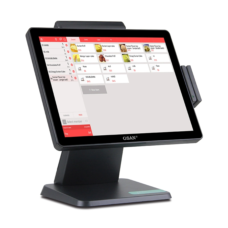 Kapazitiver 15-Zoll-Touchscreen-POS-System mit LED-Kundendisplay