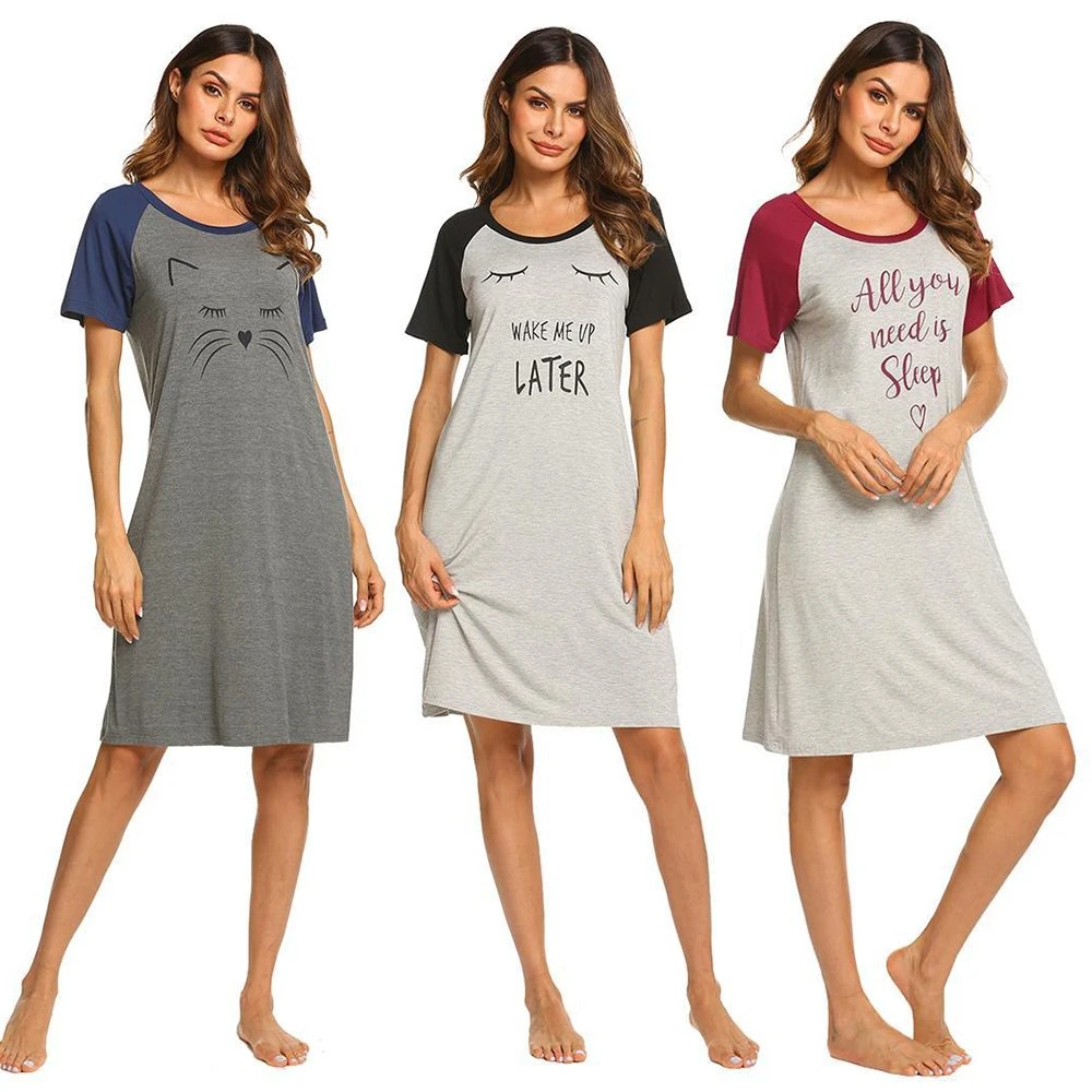 Soft Lounge Wear O Neck Short Sleeve Cute Letter Printed