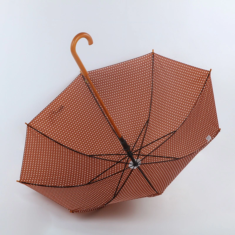 104cm Open Dia Wooden Handle Auto Stick Rain Umbrella