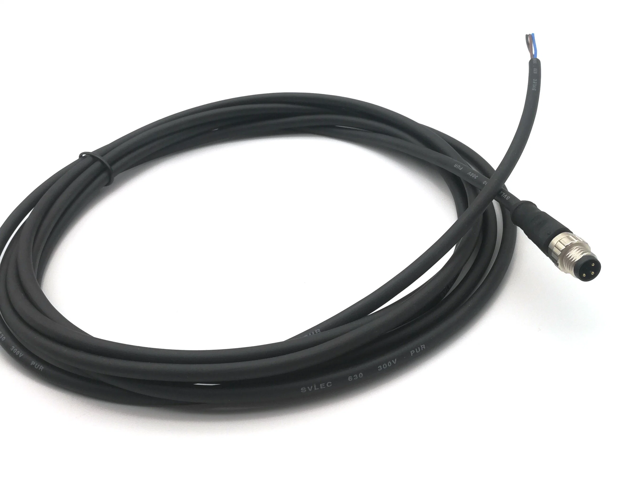 Conector de cable circular recto/acodado moldeado macho Svlec M8 con extremo libre, código a/B/D 3pin 4pin 5pin 6pin 8pin