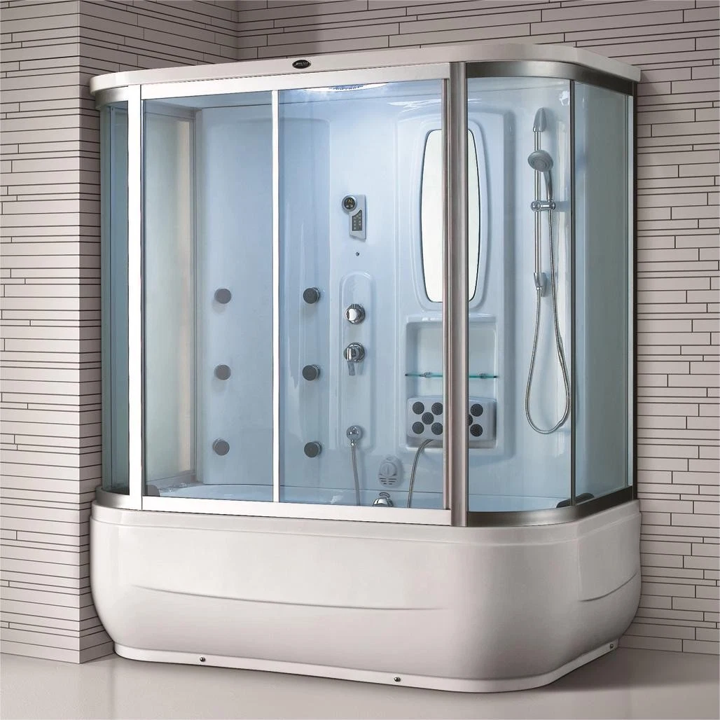 Hotaqi White Modern Bathing Steam Shower Room with Bathtub Function