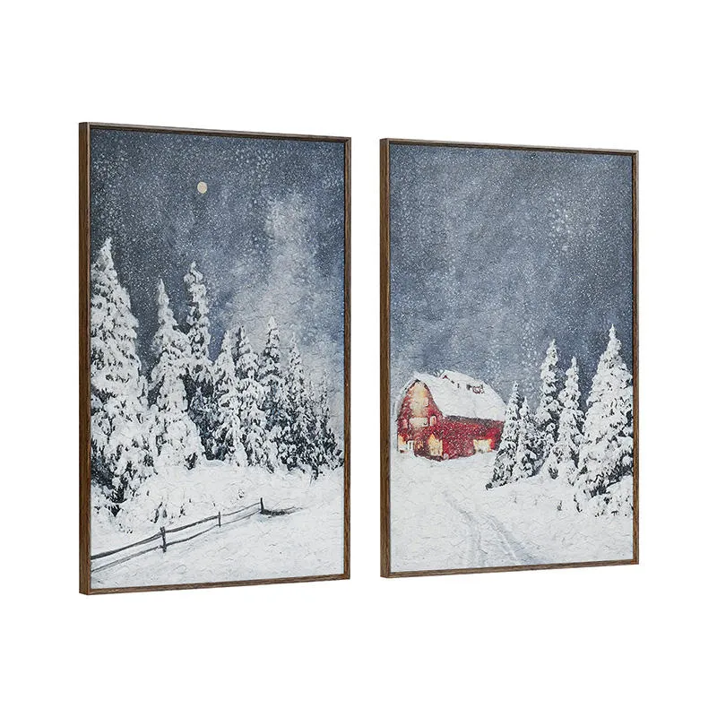 Decoração moderna Casa tema Natal emoldurado Canvas Natural cena Xmas Pintura de imagem