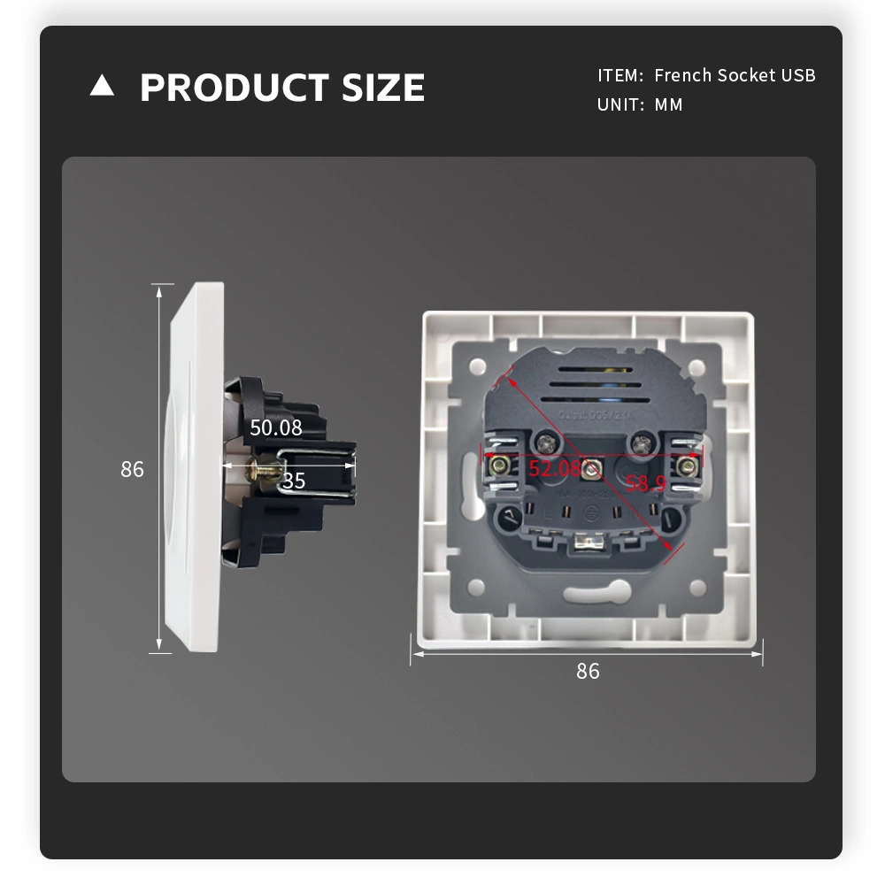 Euro Painel PC Francês da tomada de parede com tipo a+C USB