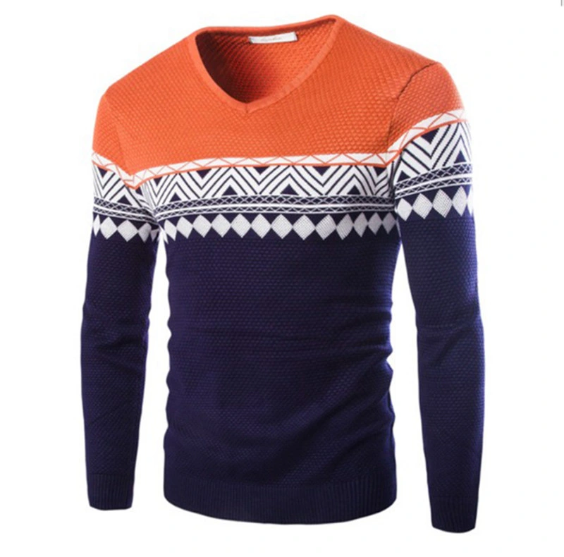 Hot Sale Knit Mens Pullover Jacquard Sweaters