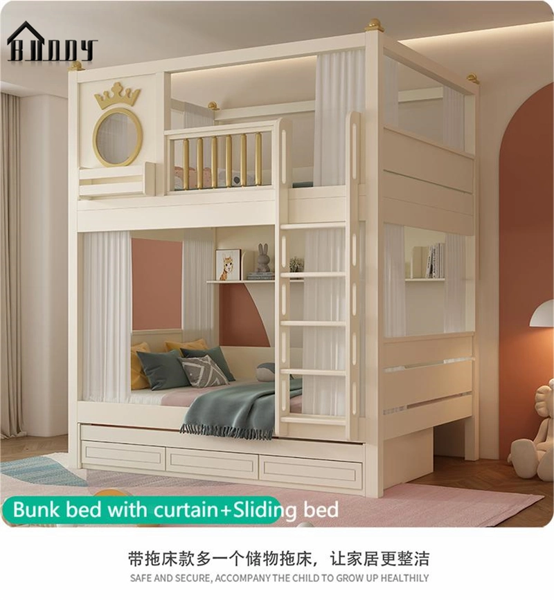 Teenage Wood Storage Bunk Bed Bedroom Home Wooden Furniture