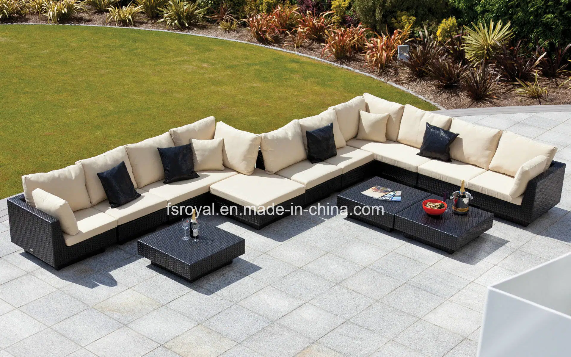 Moderne Gartenmöbel Sofa Patio Rattan Outdoor Lounge Set Hotel Startseite Ecke Sofa Pool Seite Freizeit Essstühle