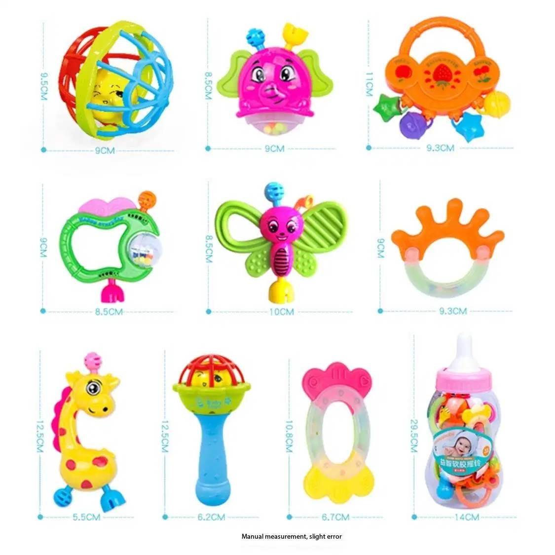 Amazon's New Hot Selling Baby Rattle Teether Hand Rattle Set Newborn Soothing Soft Rubber Rattle Baby Newborn Toddler Infant Toys