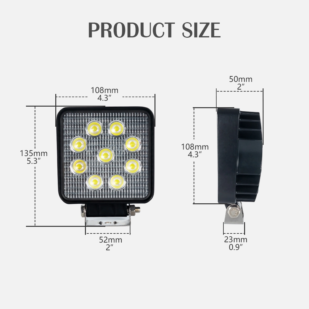 Luces de trabajo antiniebla cuadradas LED de 5 pulgadas, redondas Luces luces LED de luces de carretera (GF-009Z03A)