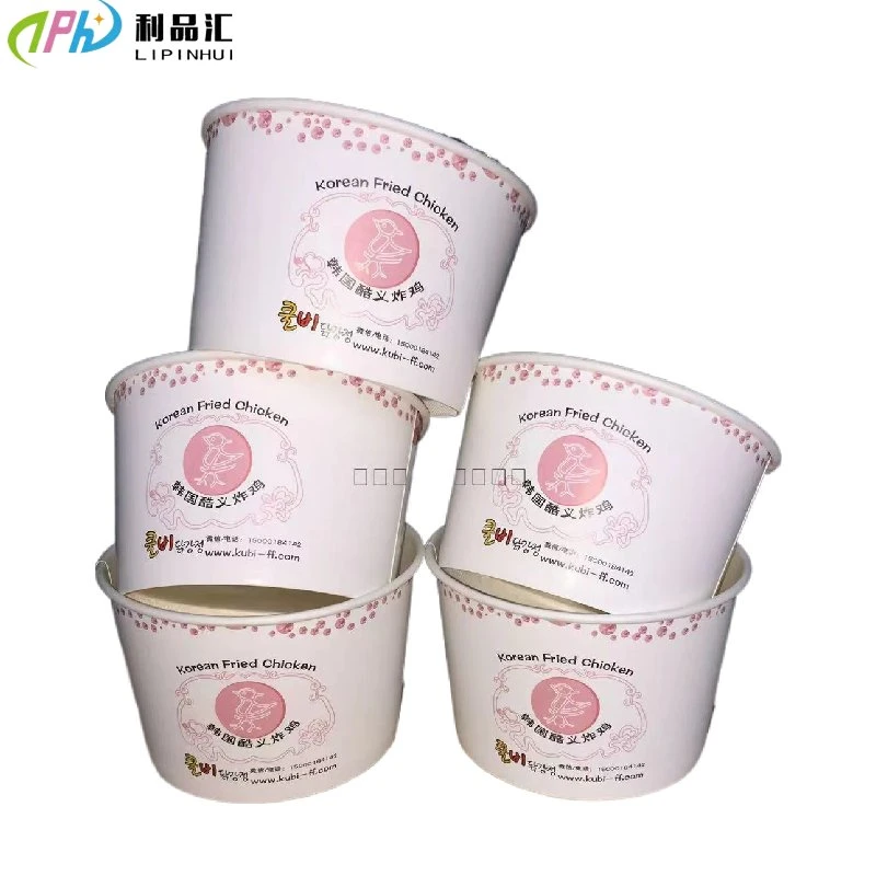 2023 Nouveau Style Sundae papier crème glacée Petite cuvette jetable yogourt Bol de papier avec couvercle et cuillère