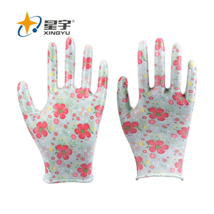 Xingyu Hotsale Cheaper Nitrile Coated Gloves for Garden Purpose with Hand Protective