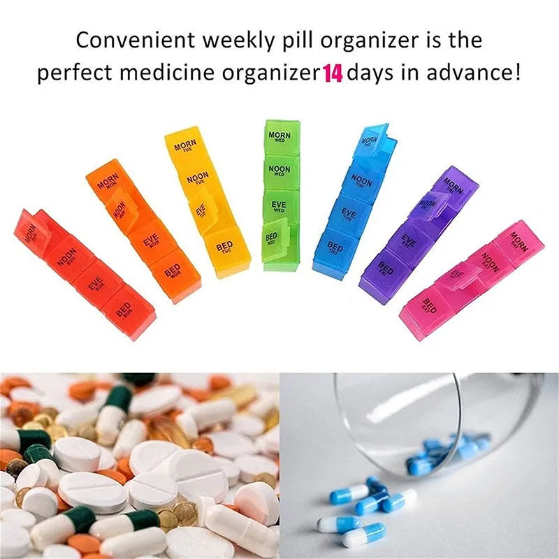 مفكرة جلدية PU يدوية قابلة للاستخدام، 14 يوم مفكرة فيتامين pill Organizer، 2 أسابيع صباحا / مساء 4 مرات في اليوم الدواء حقيبة السفر