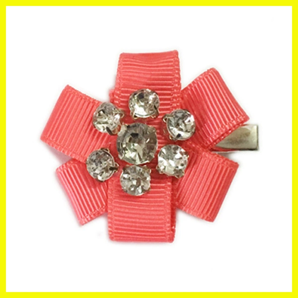 Red Bowknot Tissu avec Gemstone Hair Clip
