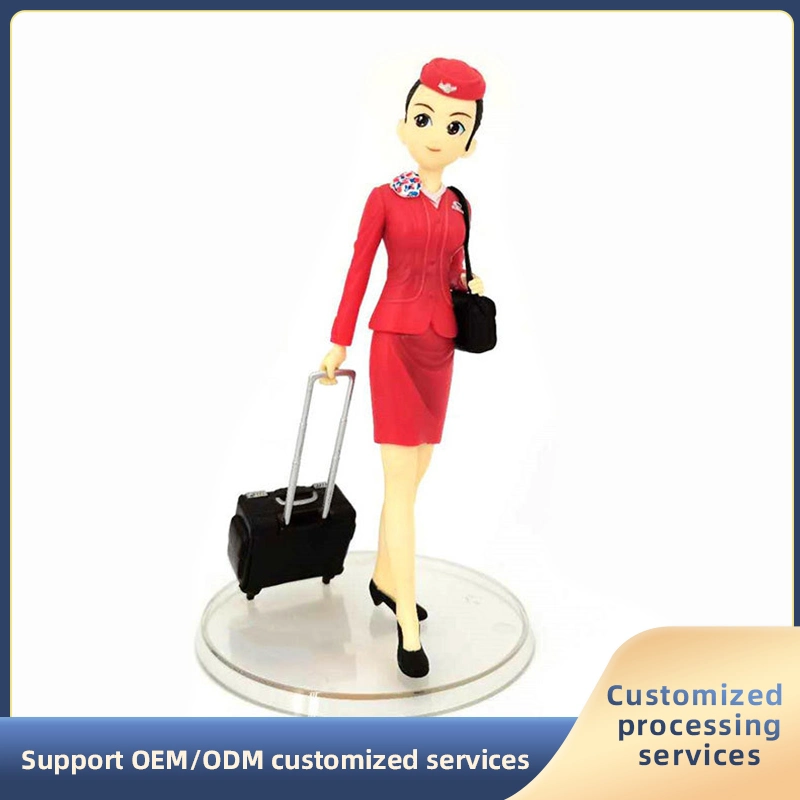 Customized Airline Stewardess Stly Air Hostess Red PVC Plastic Toy for Memorials Collection