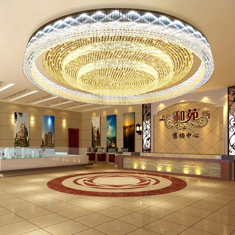 El vestíbulo del hotel escalera cubierta de vidrio de proyecto personalizado de la luz de lámpara de araña de techo LED redonda