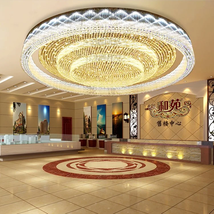 Hotel Lobby Indoor Staircase Custom Project Glass Round LED Ceiling Chandelier Lamp