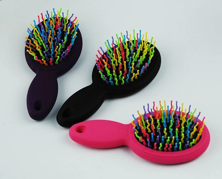 Venta al por mayor de moda Rainbow Cabello Comb Viajes fácil de llevar Cabello Cepillo de colores de diseño de pelo de peine