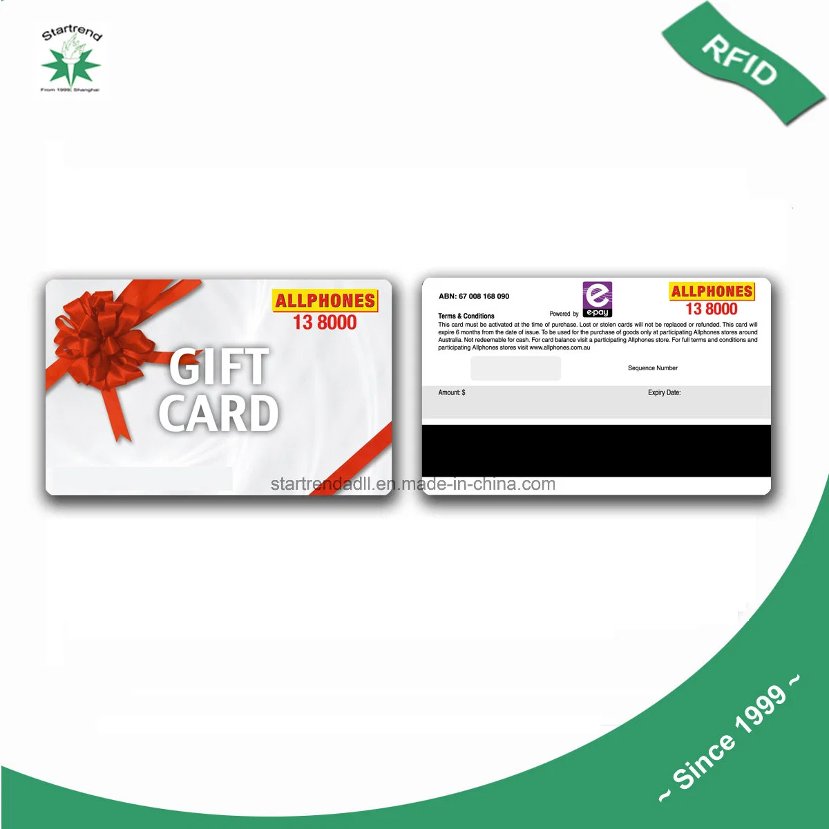 Plastic Membership Gift Card Made of PVC with Magnetic Stripe