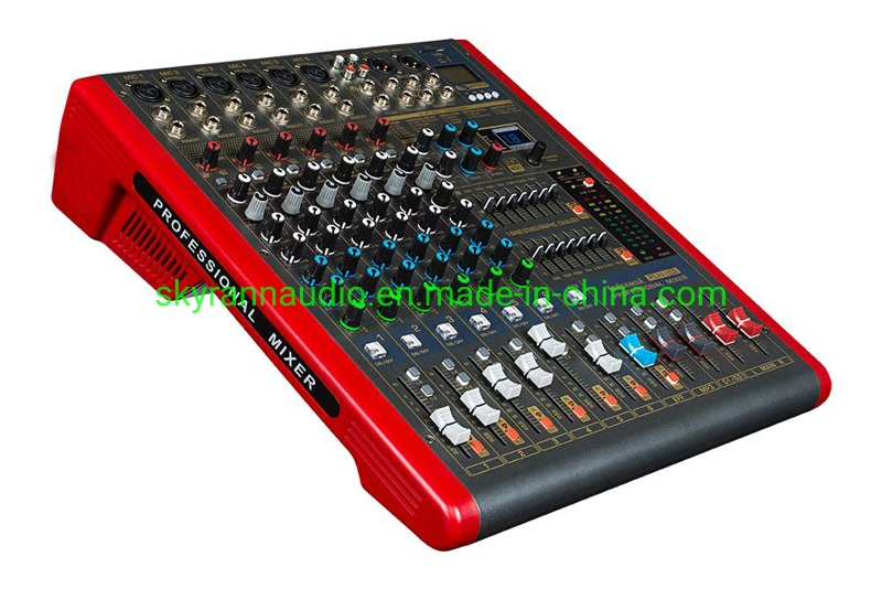 8 canaux audio DJ Mixer avec USB Console de mixage audio Mélangeur fantôme 48V