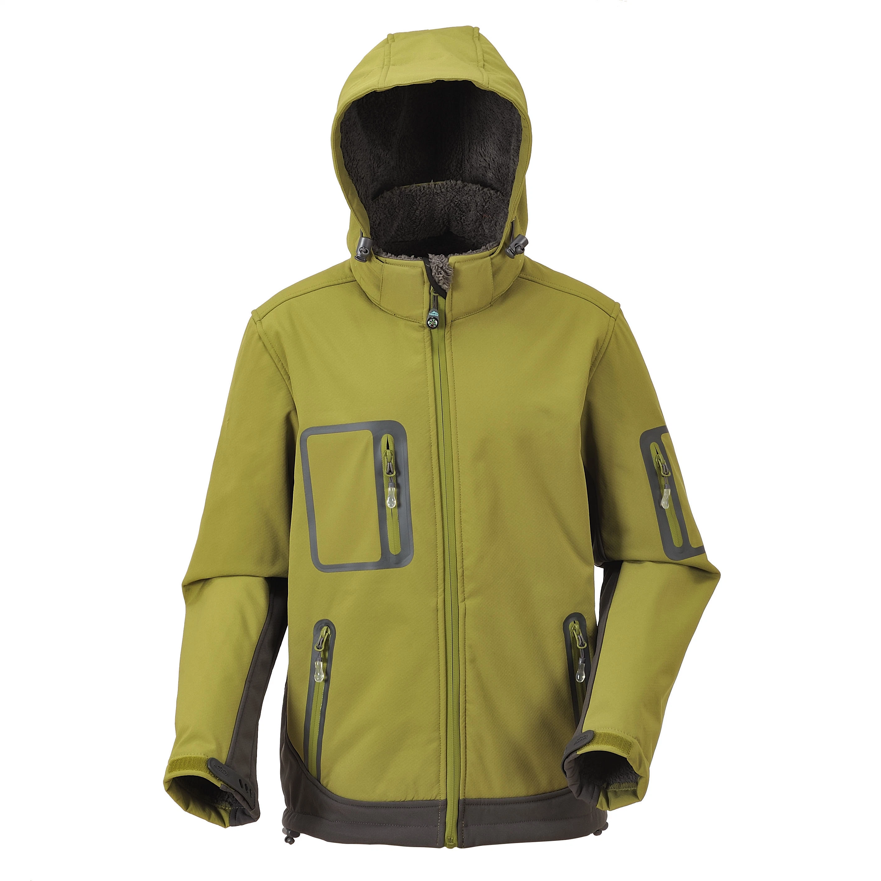 Security Zipper Pocket Polyester Zip Long Sleeve Jacket Full Hiking Sport Camping Waterproof Softshell Jacket