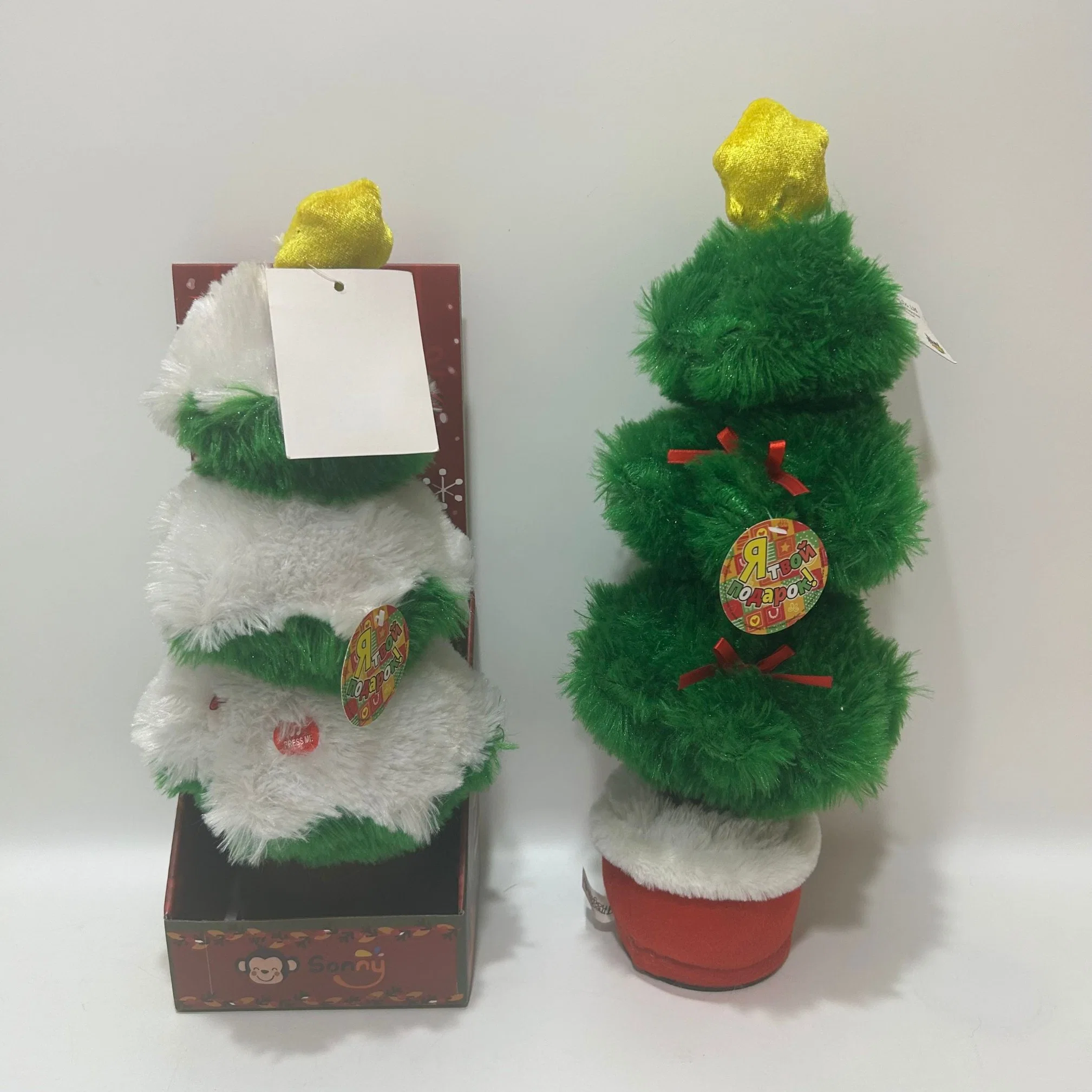 OEM&amp; Mayoreo Iluminación LED Plush Música árbol X Casa decoración Regalos de Navidad