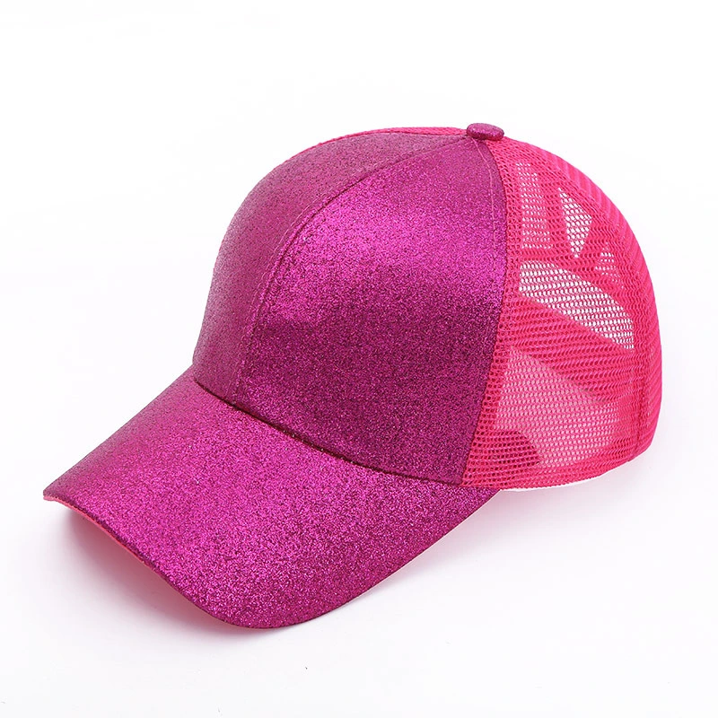 Women's Baseball Cap Ponytail High Buns Trucker Adjustable Snap Back Sequins Mesh Outdoor Sports Cap Esg13182