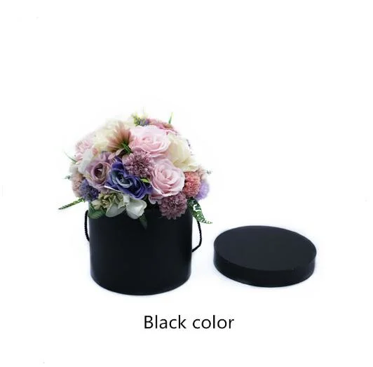 Hot Sale Cylinder Florist Portable Box Black Round Flower Hat Box Flower Gift Box 3PCS Sets