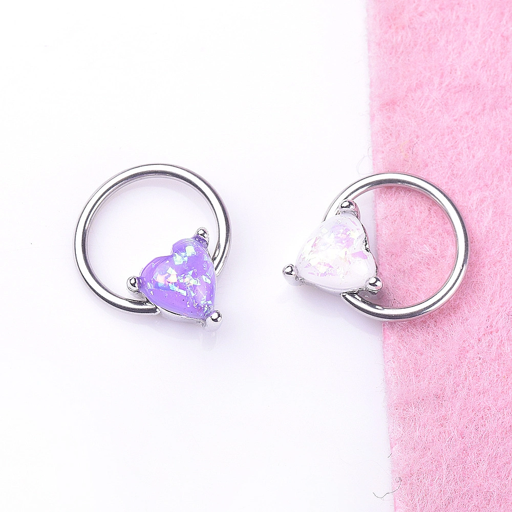 Stainless Steel Pink Gem Piercing Jewelry