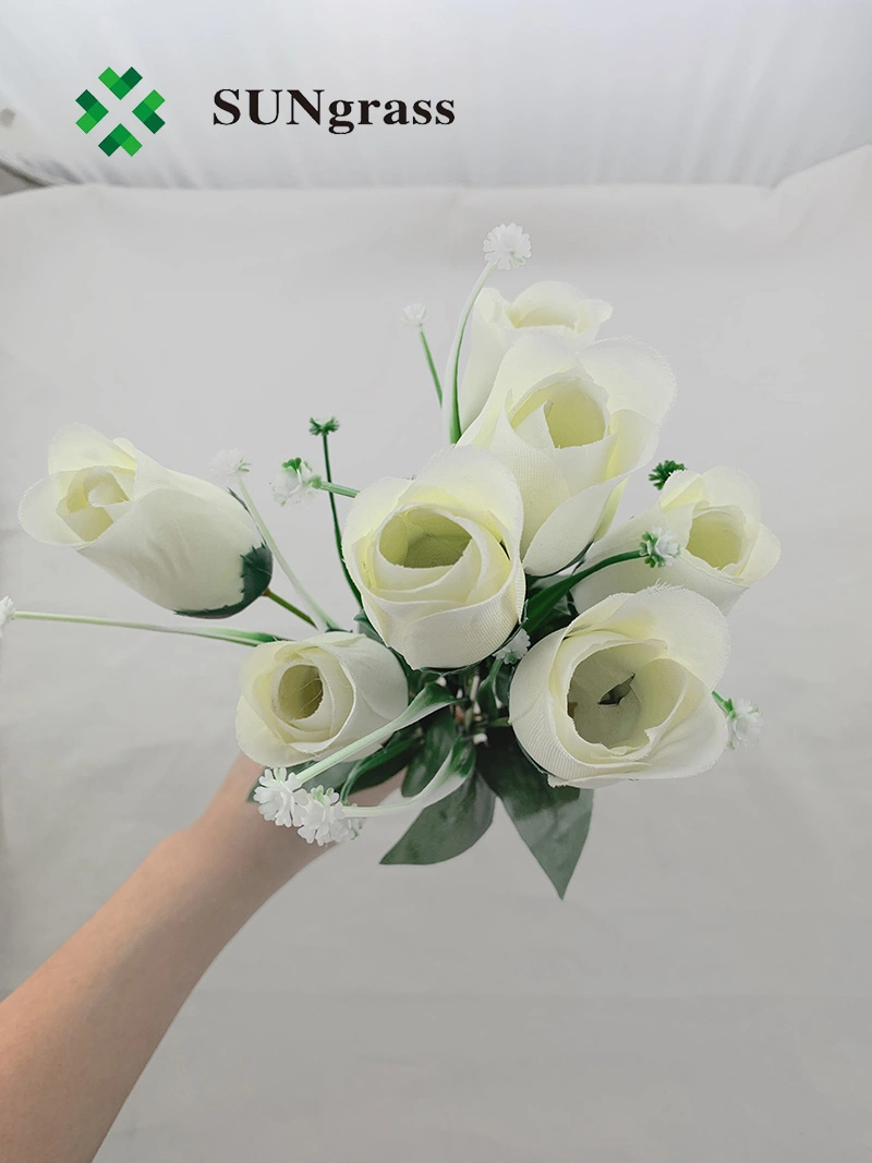 Artificial Rose Tulip Flower with Green Leaf Small Bouquet