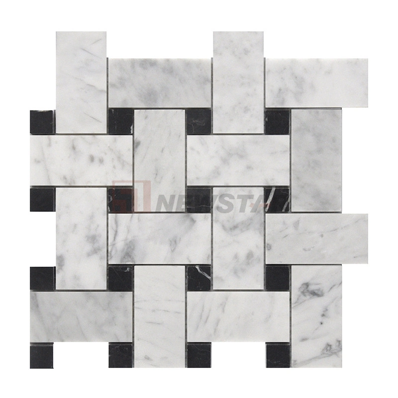 Wholesale/Supplier Natural Woven Texture Marble Mosaic European Style Bathroom Floor Tiles Retro Black and White Bathroom Mosaic Tiles