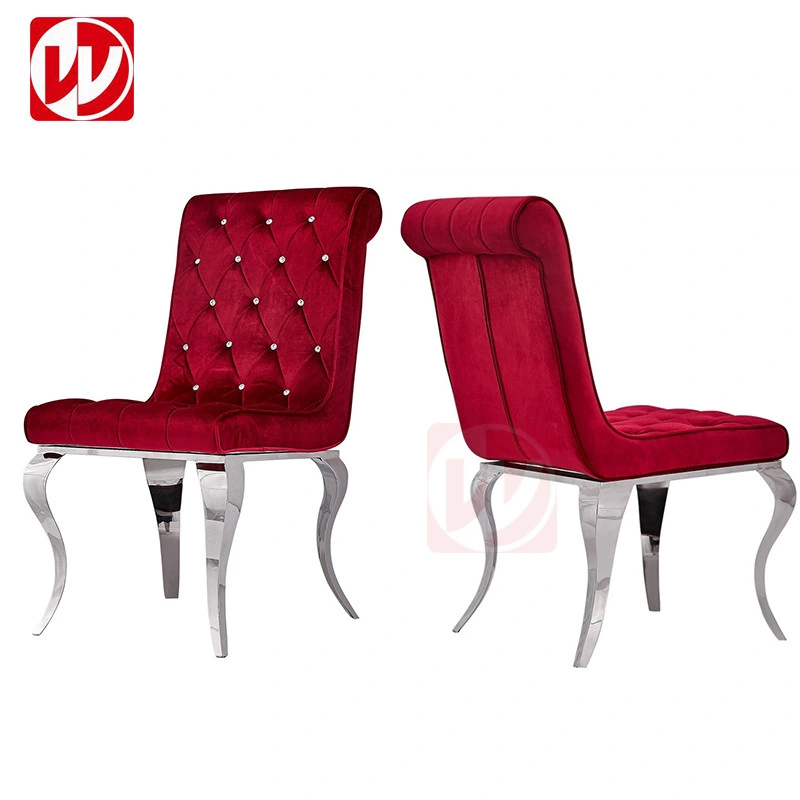 Luxury Modern Dining Chairs Nordic Velvet Sliver Stainless Steel Dining Room Chairs