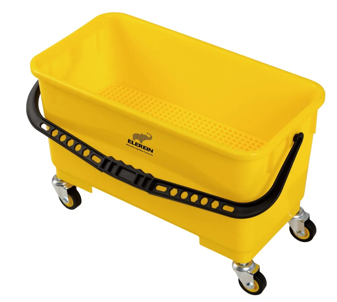 Yellow Single Handle Elerein Af08174 Rectangular Cleaning Bucket with Gray Filter Plate