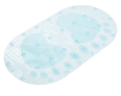 PVC Bathroom Mat Transparent Solid Color Oval Two-Foot Bath Pad Massage Anti-Slip Pad Suction Cup Bath Pad