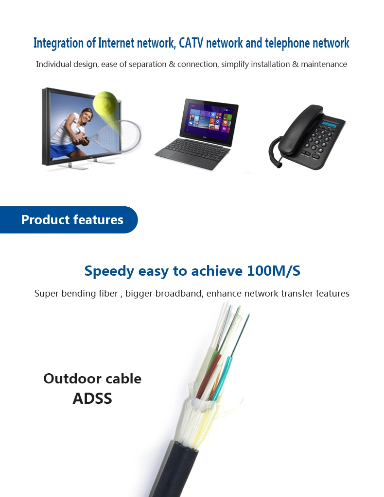 Optical Cable of Single Mode Fiber ADSS 132 Core