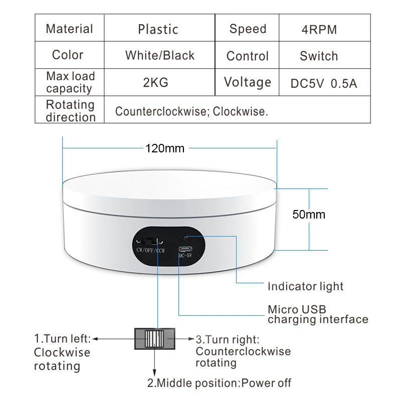 12cm White Display Stand Rotating Bracket for Jewelry Cosmetics Display