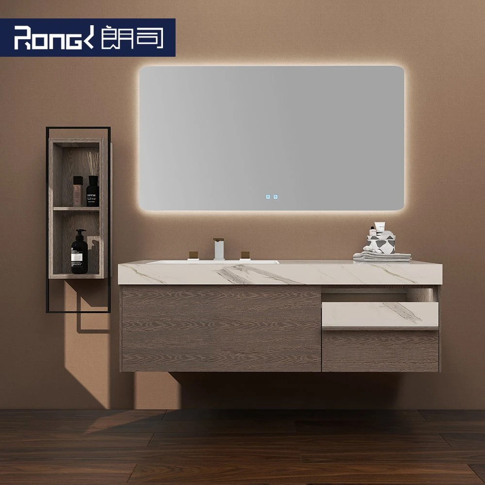 Solid Wood Modern Simple Wall Mountained Combination Bathroom Cabinet
